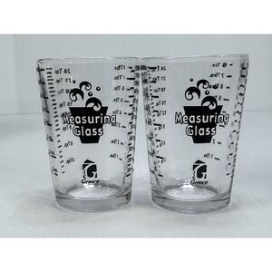 2 Vintage Gemco Measuring Glass 4 Oz Measures Mls Ozs Tbs Tsp Retro Barware